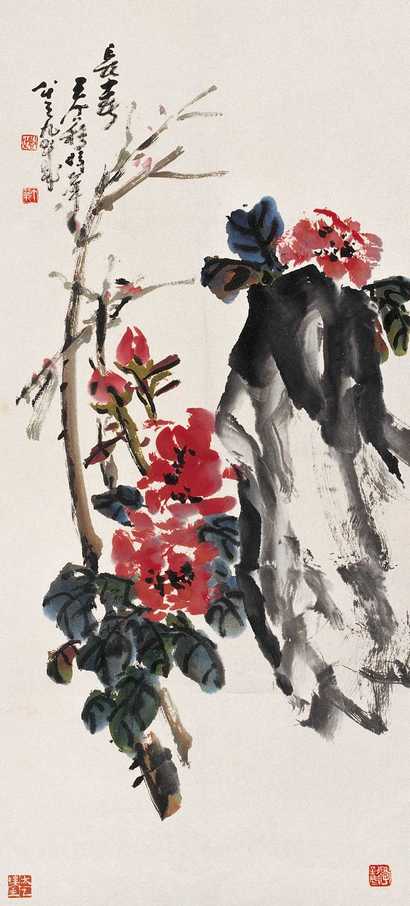 王个簃 花卉 镜心